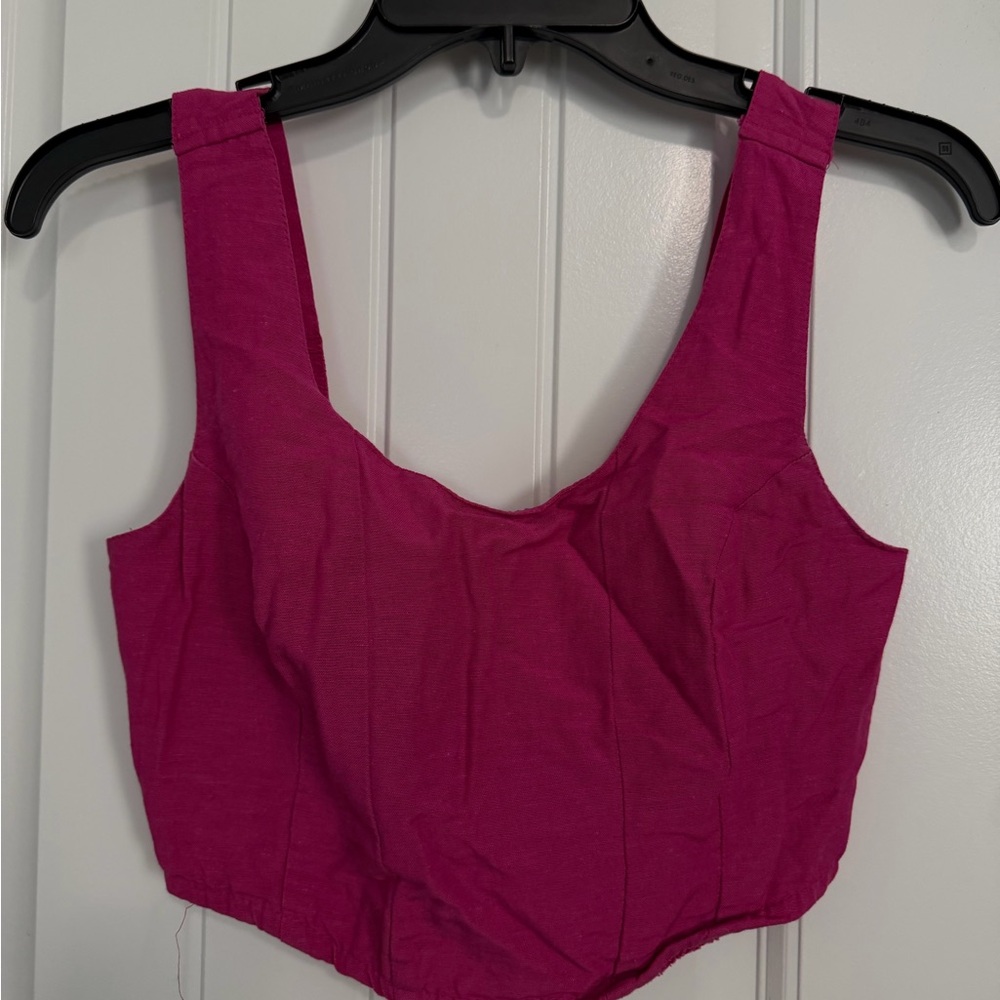 Fuchsia Crop Tank Top